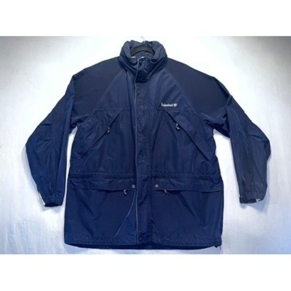 Timberland Weathergear Mens Large Navy Blue Full Zip Field Jacket Windbreaker